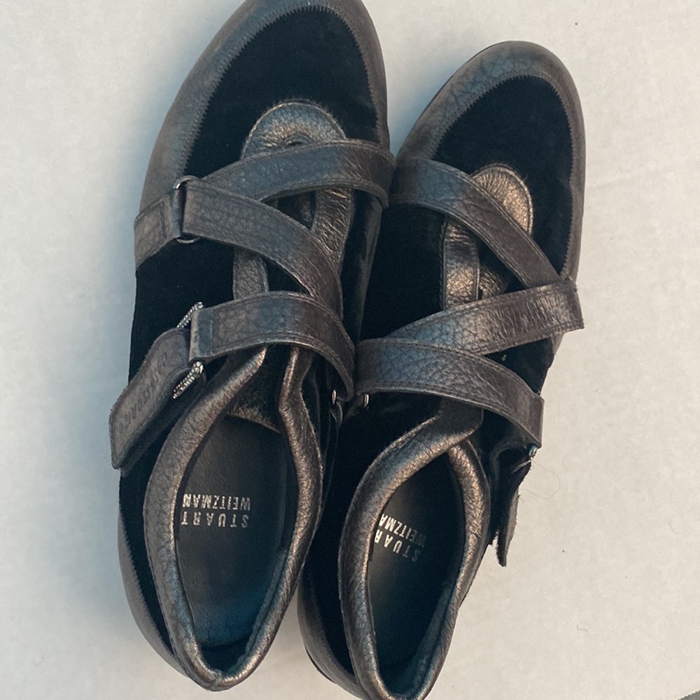 Stuart Weitzman Metallic Bronze and Black Strappy Sneakers - Picture 6 of 6